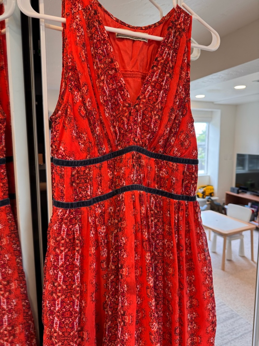 Abercrombie & Fitch Red Printed Sleeveless V-Neck Maxi Dress